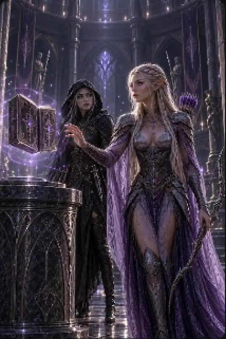 Aelwen et Lyandra découvrent un ancien grimoire elfique